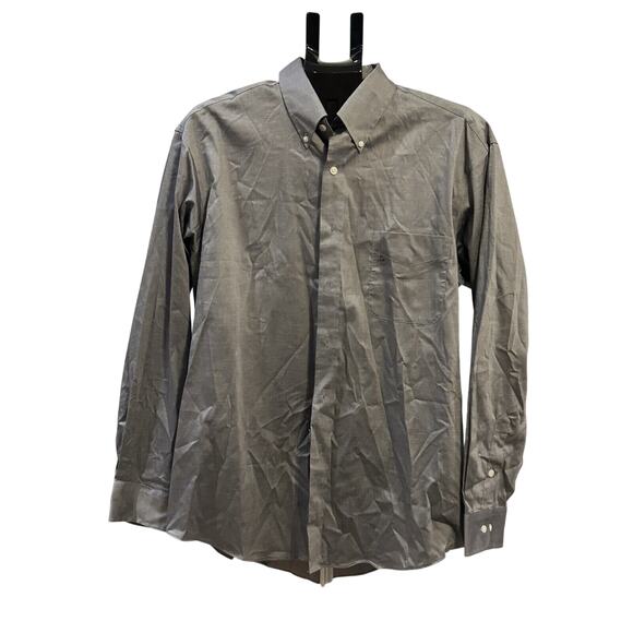 NWT Club Room Regular Fit Performance Gray Button-Up Shirt Men's size 17/ 34-35 - Picture 1 of 4